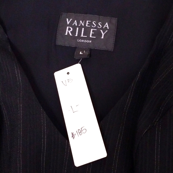 Vanessa Riley London Vest Designer Pinstripe Sz L - Picture 5 of 6